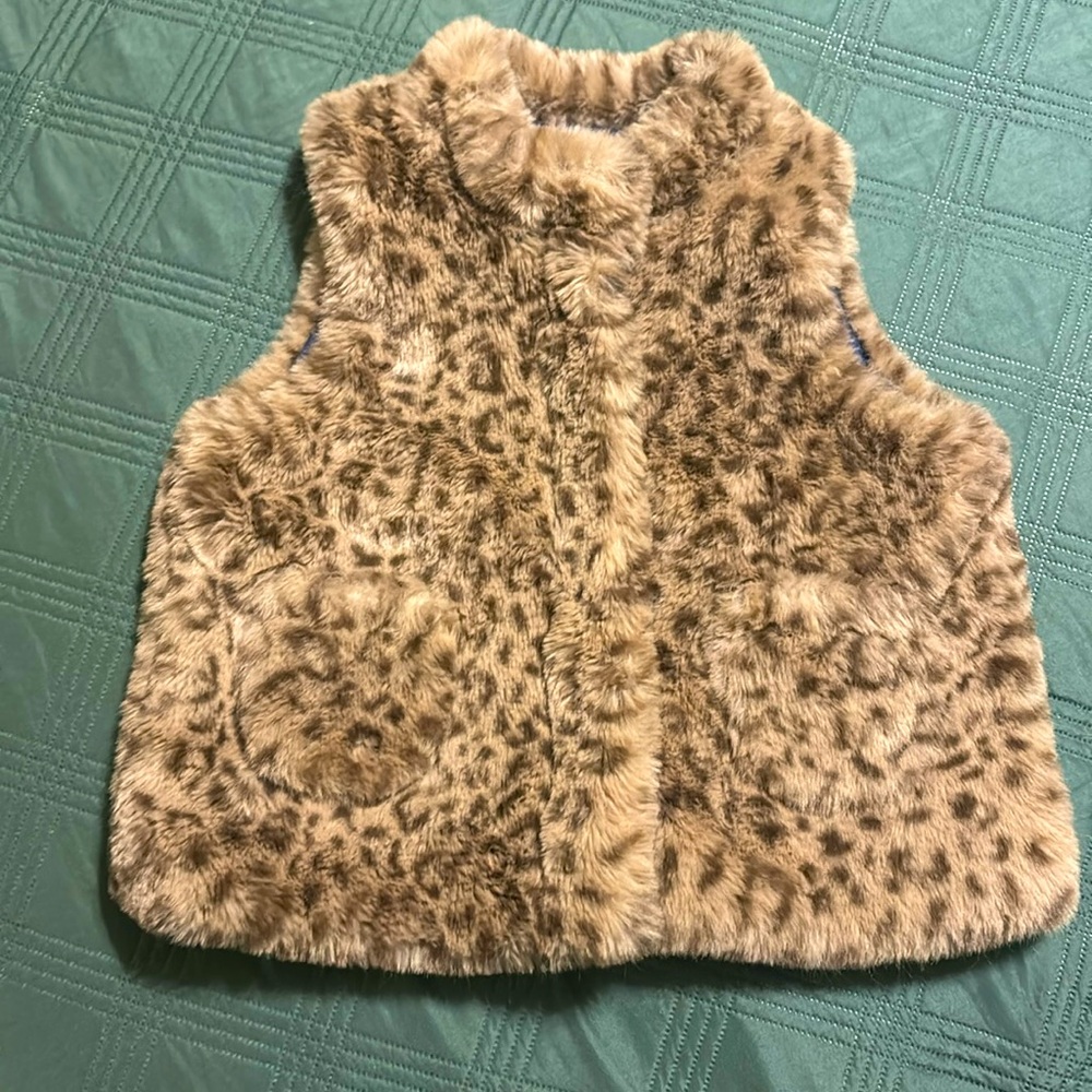Mini Boden | Girl’s Faux Fur Leopard Print Vest | Size: 4-5Y